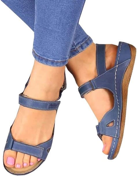 blue comfortable sandals for women.